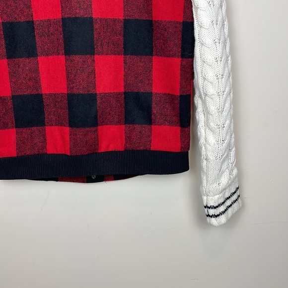 Thread & Supply | Buffalo Plaid Jacket with Cable Sweater Sleeves; Size XS - Picture 14 of 17